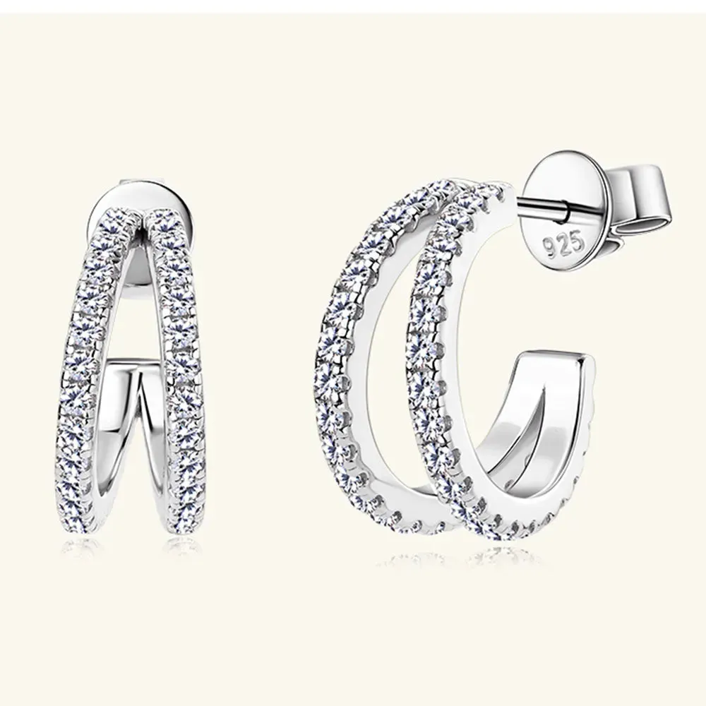 Moissanite 925 Sterling Silver C-Hoop Earrings sold by Gigi Laurent product image thumbnail 3