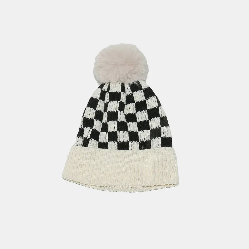Checkered Knit Hat with Pompom sold by Gigi Laurent product image thumbnail 2