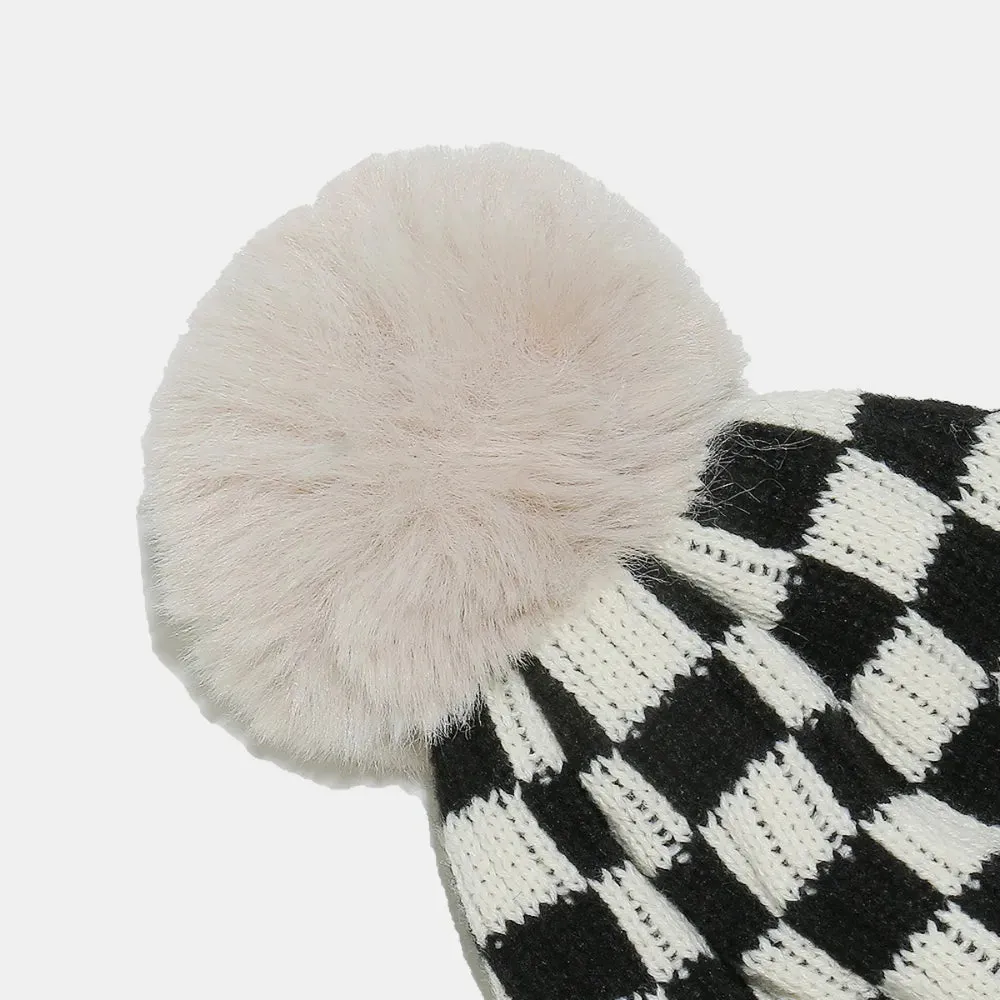 Checkered Knit Hat with Pompom sold by Gigi Laurent product image thumbnail 4