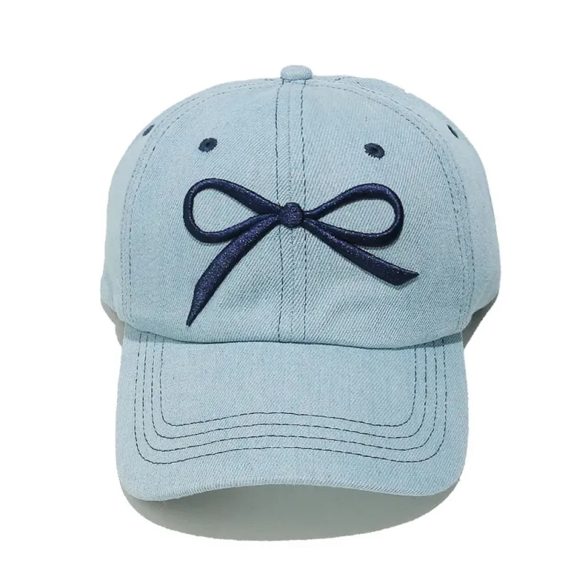 Bow Embroidered Denim Baseball Cap sold by Gigi Laurent