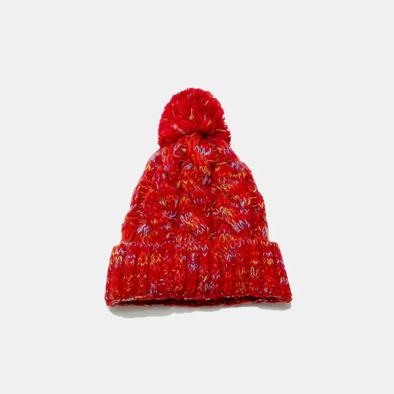 Contrast Cable-Knit Hat with Pompom sold by Gigi Laurent