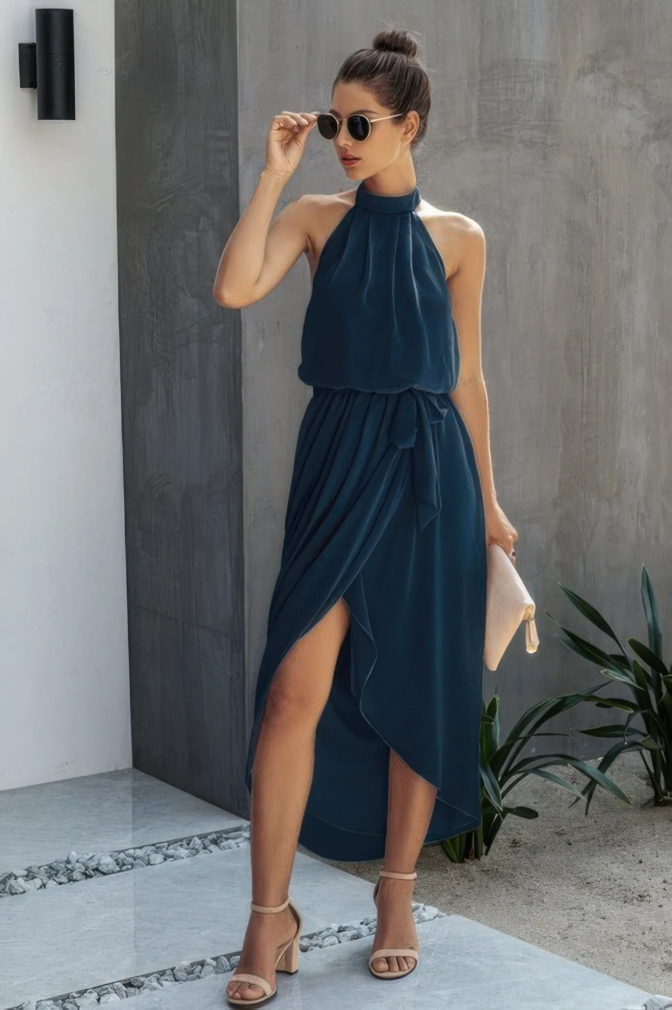 Halter Neck Empire Waist Spilt Dress sold by Gigi Laurent product image thumbnail 4