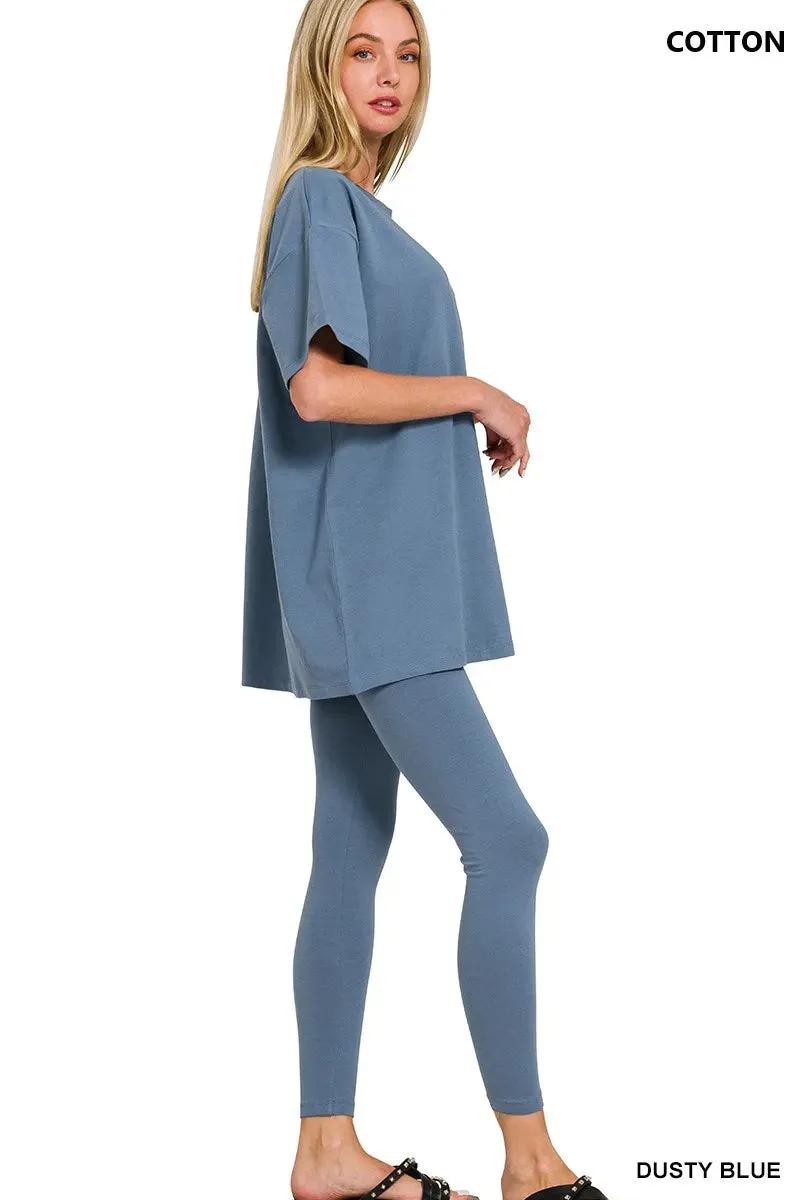 Zenana Cotton Round Neck Top & Legging Set sold by Gigi Laurent product image thumbnail 3