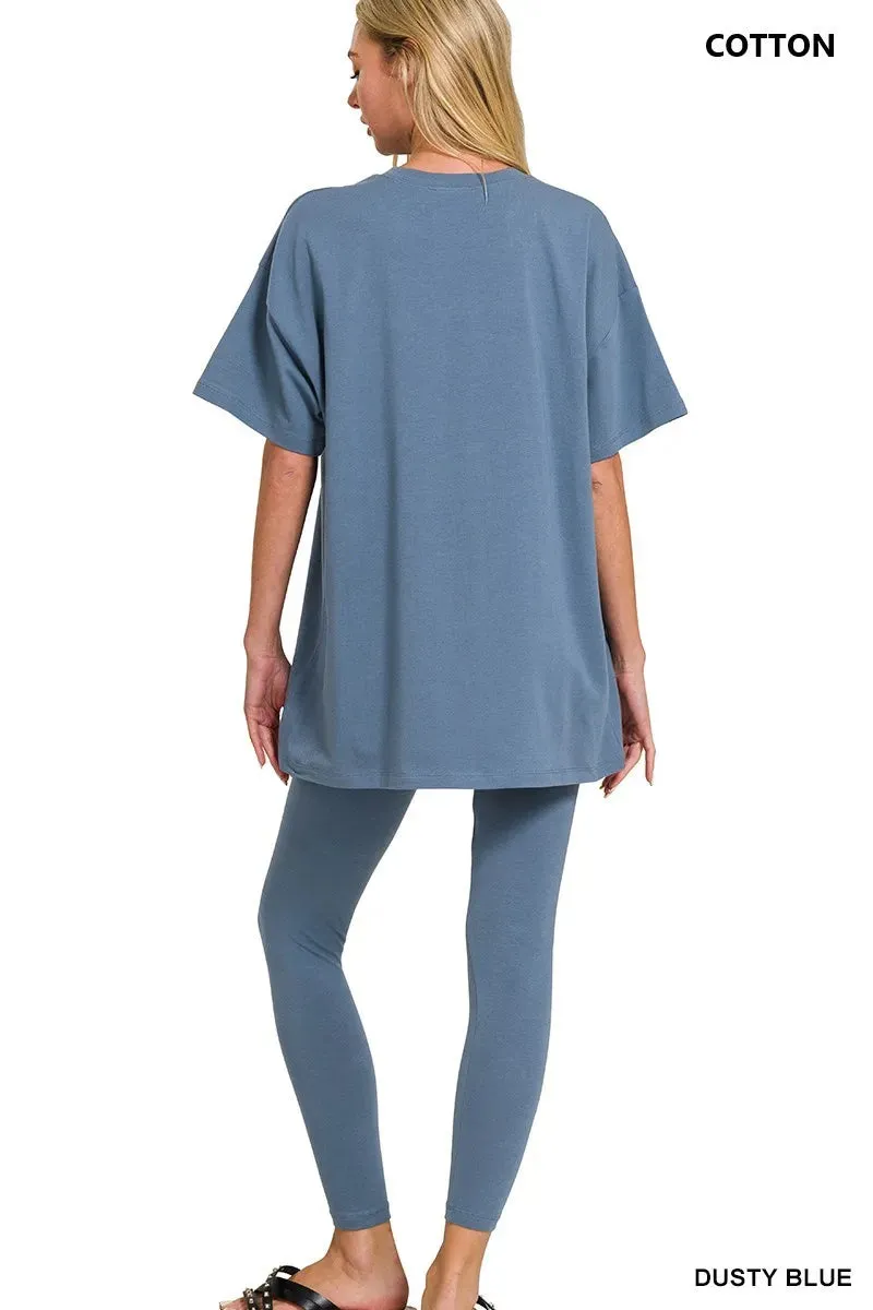 Zenana Cotton Round Neck Top & Legging Set sold by Gigi Laurent product image thumbnail 2