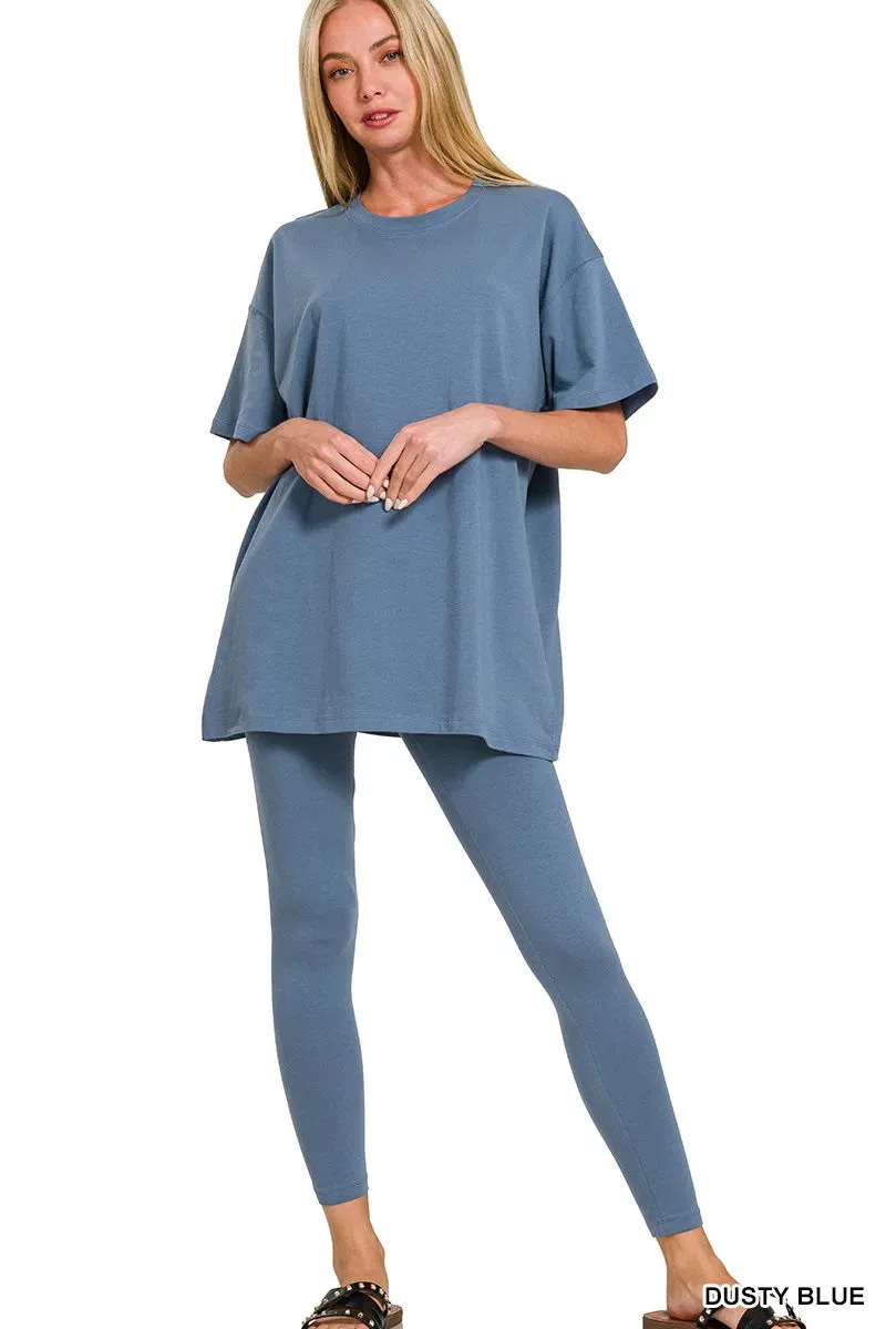 Zenana Cotton Round Neck Top & Legging Set sold by Gigi Laurent