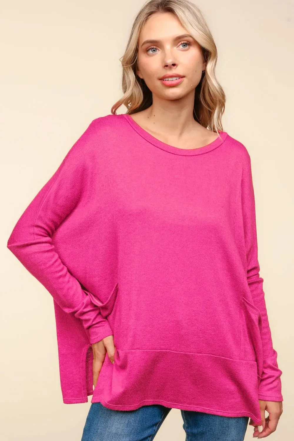 Haptics Dolman Long Sleeve Oversized Knit Top with Pockets sold by Gigi Laurent product image thumbnail 2