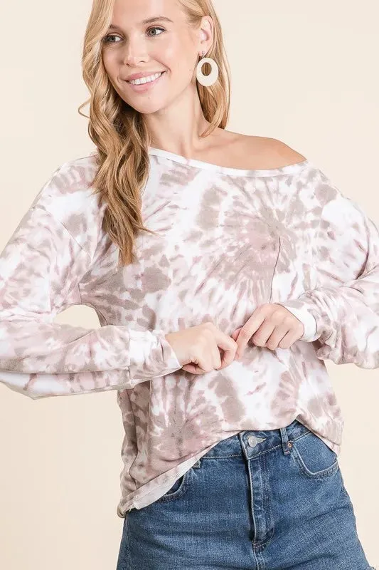 BiBi Tie Dye Print Terry Top with Front Patch Pocket sold by Gigi Laurent product image thumbnail 4