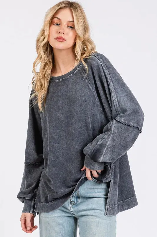 Mittoshop Mineral Wash Raglan Long Sleeve Oversized Top sold by Gigi Laurent