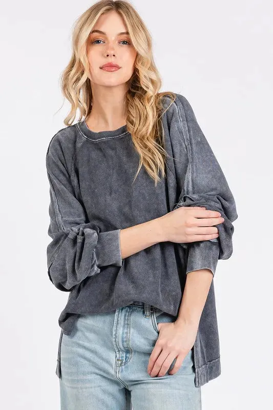 Mittoshop Mineral Wash Raglan Long Sleeve Oversized Top sold by Gigi Laurent product image thumbnail 3