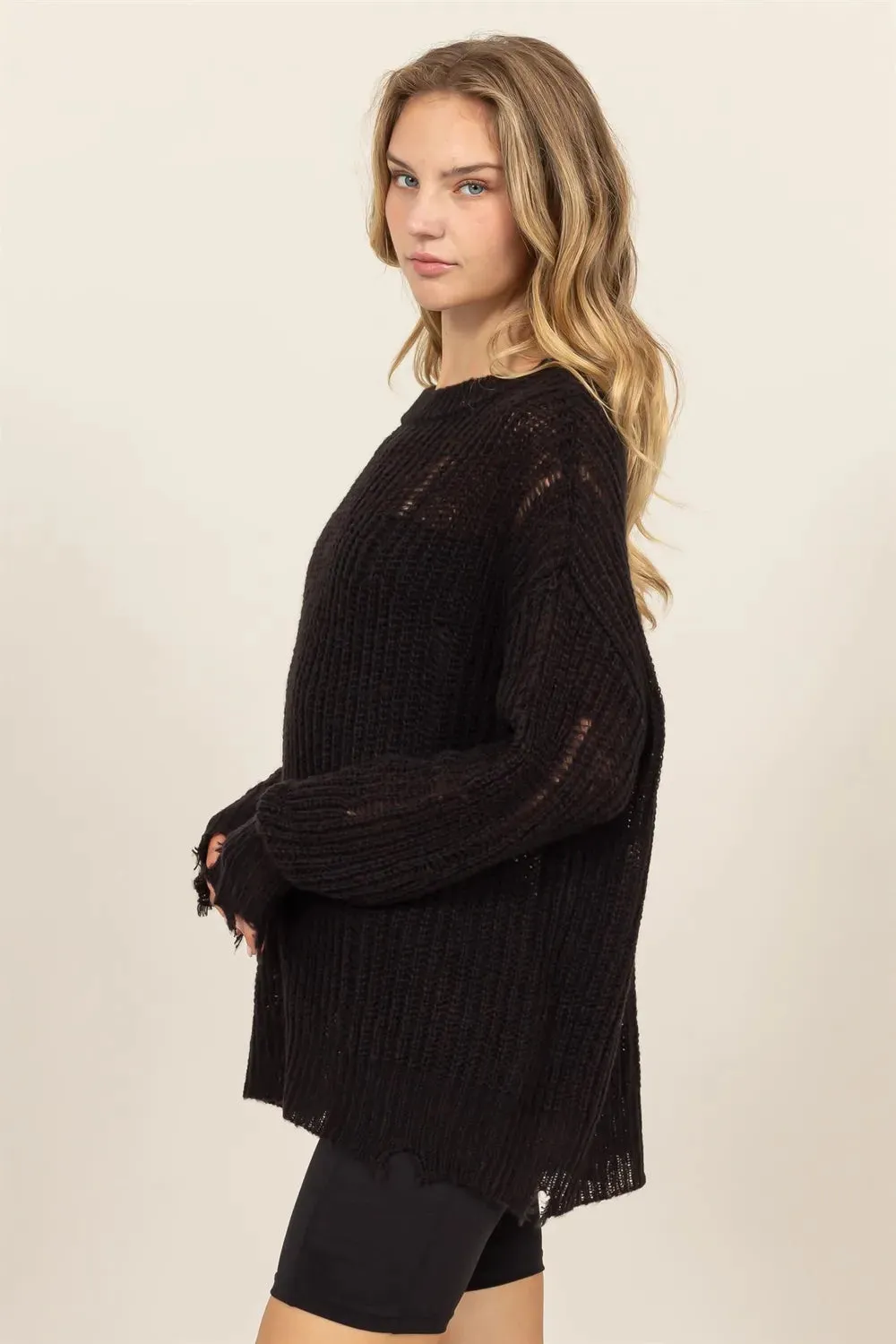 HYFVE Distressed Long Sleeve Knit Top sold by Gigi Laurent product image thumbnail 3