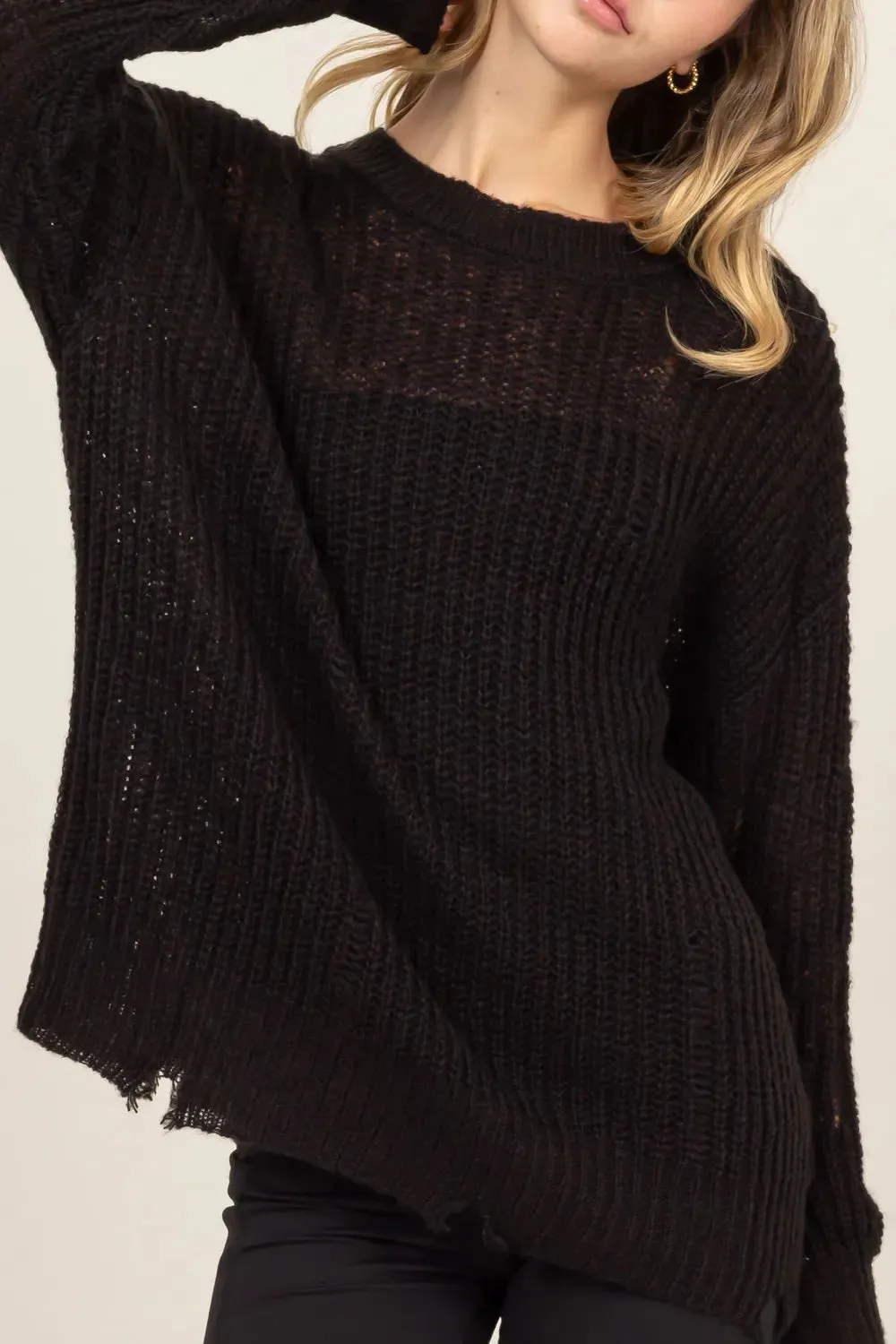 HYFVE Distressed Long Sleeve Knit Top sold by Gigi Laurent product image thumbnail 5
