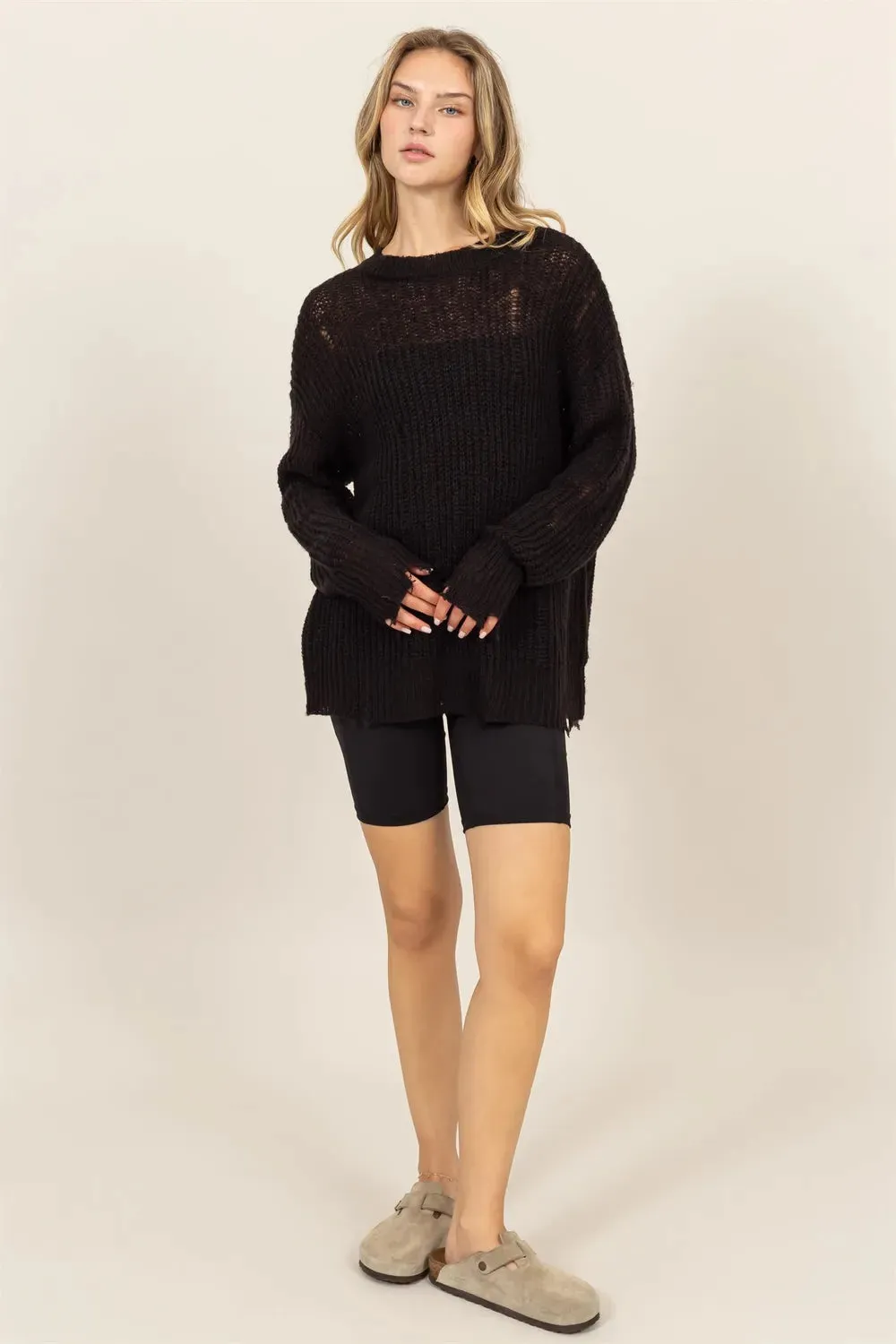 HYFVE Distressed Long Sleeve Knit Top sold by Gigi Laurent product image thumbnail 4