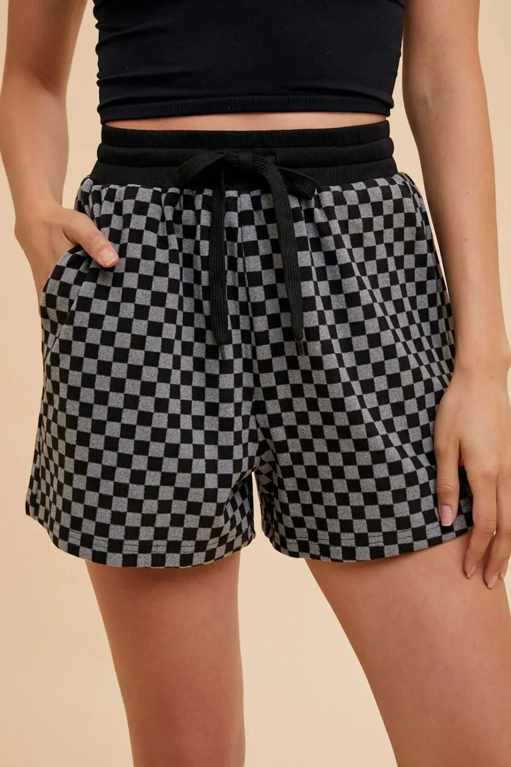 Annie Wear Checkered Round Neck Top and Drawstring Shorts Set sold by Gigi Laurent product image thumbnail 5