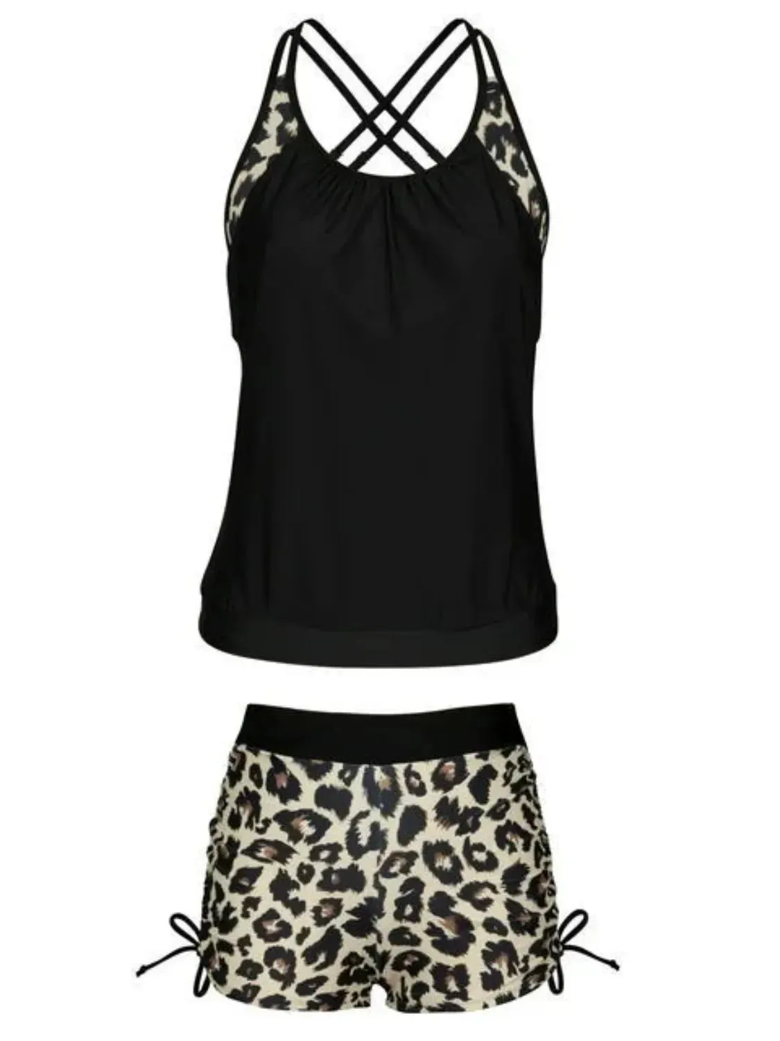 Crisscross Leopard Scoop Neck Two-Piece Swim Set sold by Gigi Laurent product image thumbnail 4