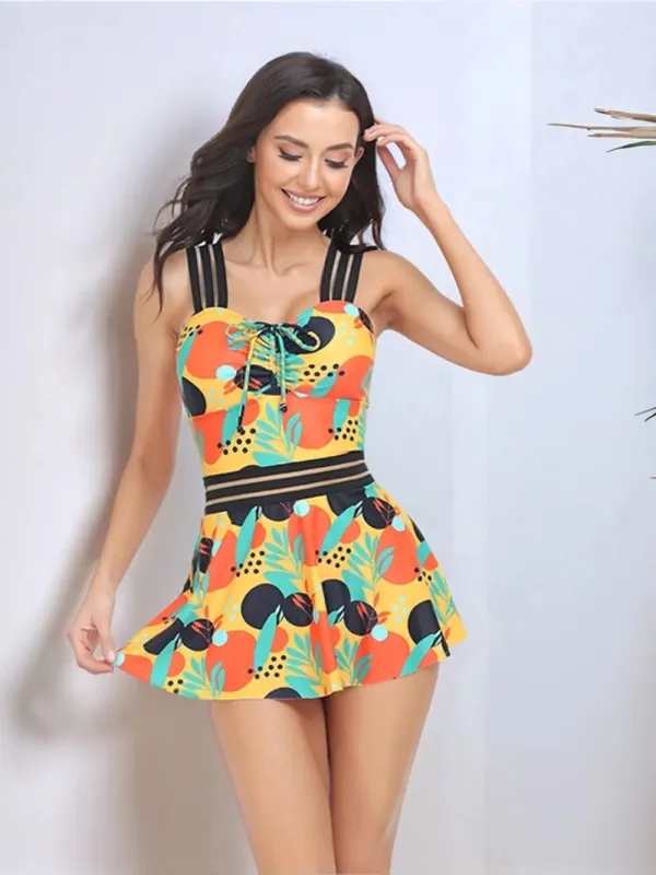 Ruched Printed Sweetheart Neck Two-Piece Swim Set sold by Gigi Laurent
