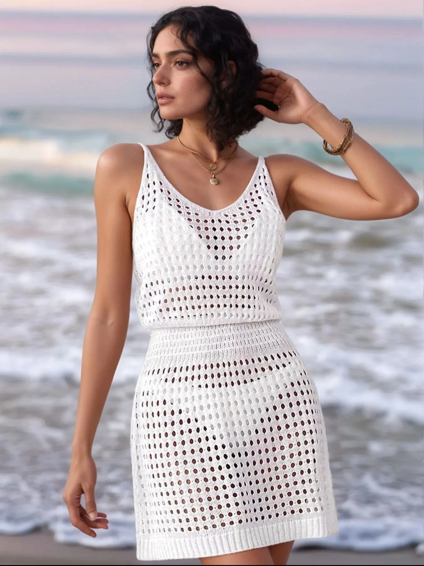 Openwork Sleeveless Knit Cover Up Dress sold by Gigi Laurent