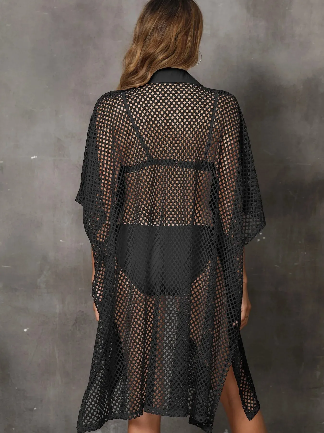 Sheer Mesh Button Up Cover Up sold by Gigi Laurent product image thumbnail 4