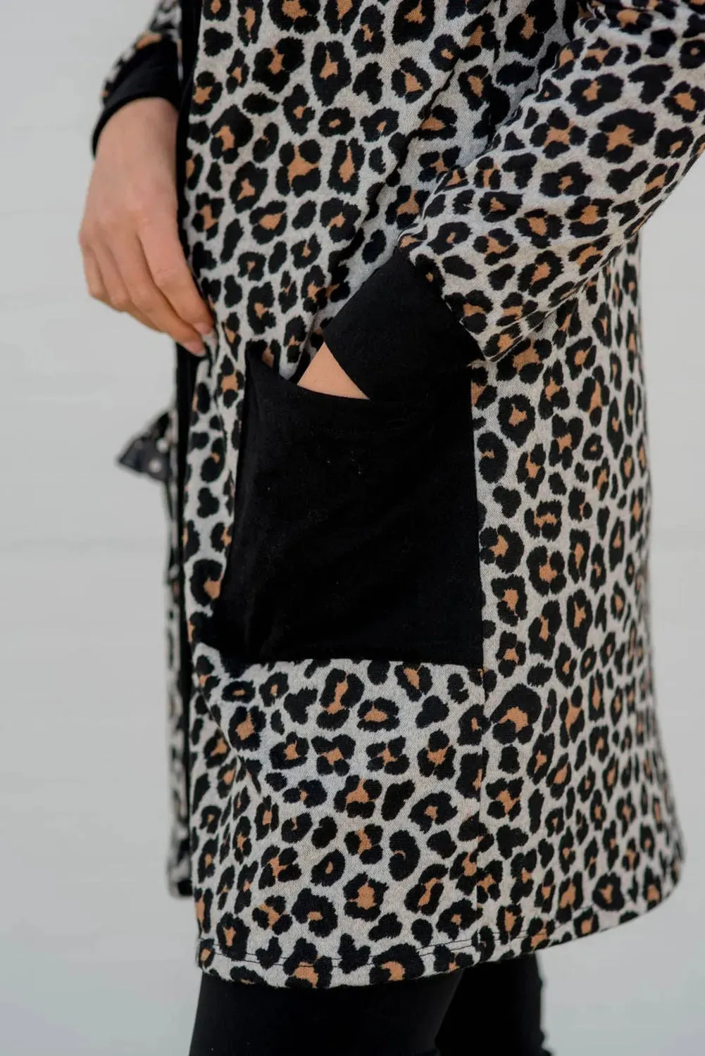 Pocketed Leopard Open Front Cover Up sold by Gigi Laurent product image thumbnail 3