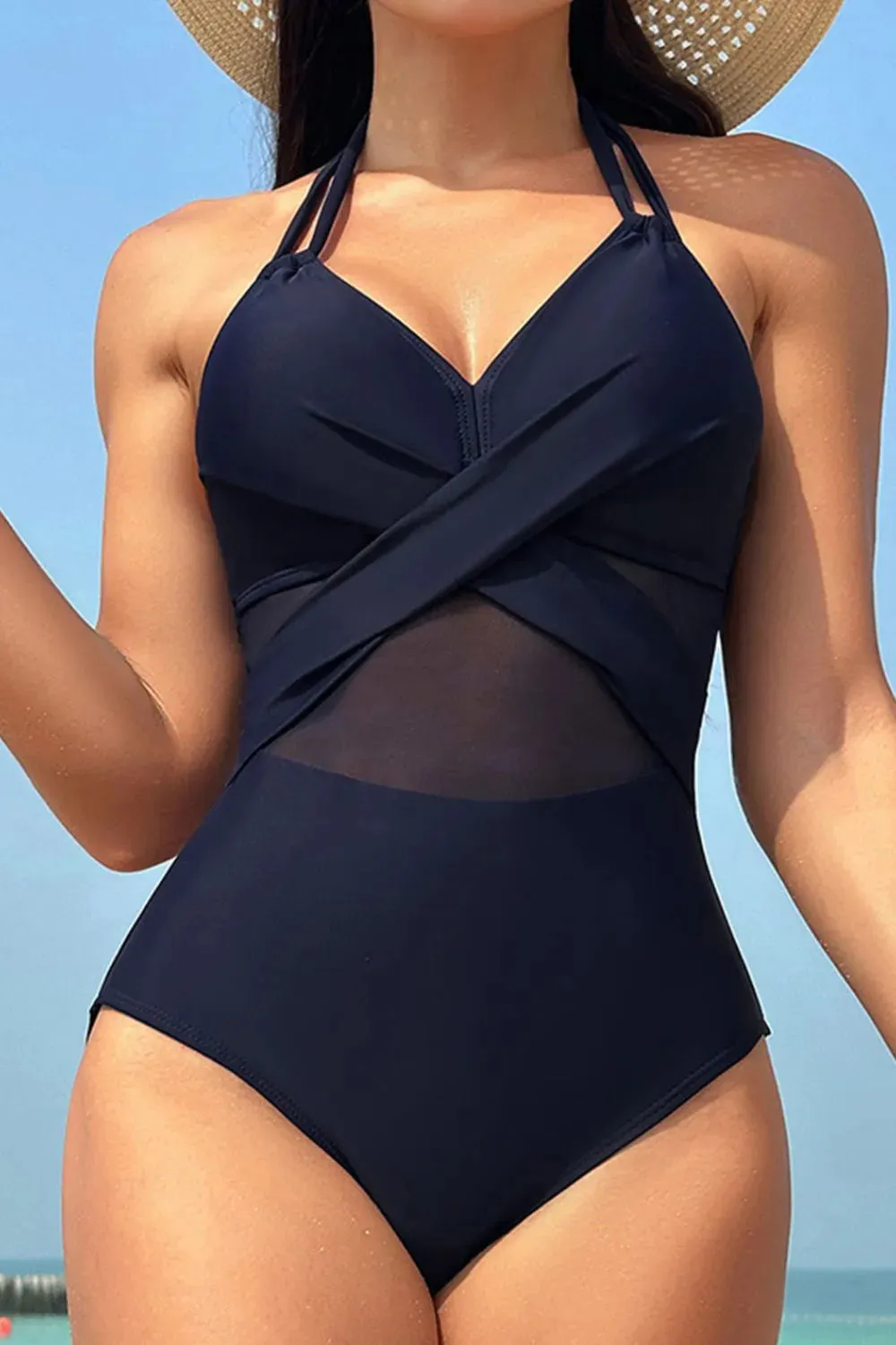 Crisscross Halter Neck One-Piece Swimwear sold by Gigi Laurent product image thumbnail 4