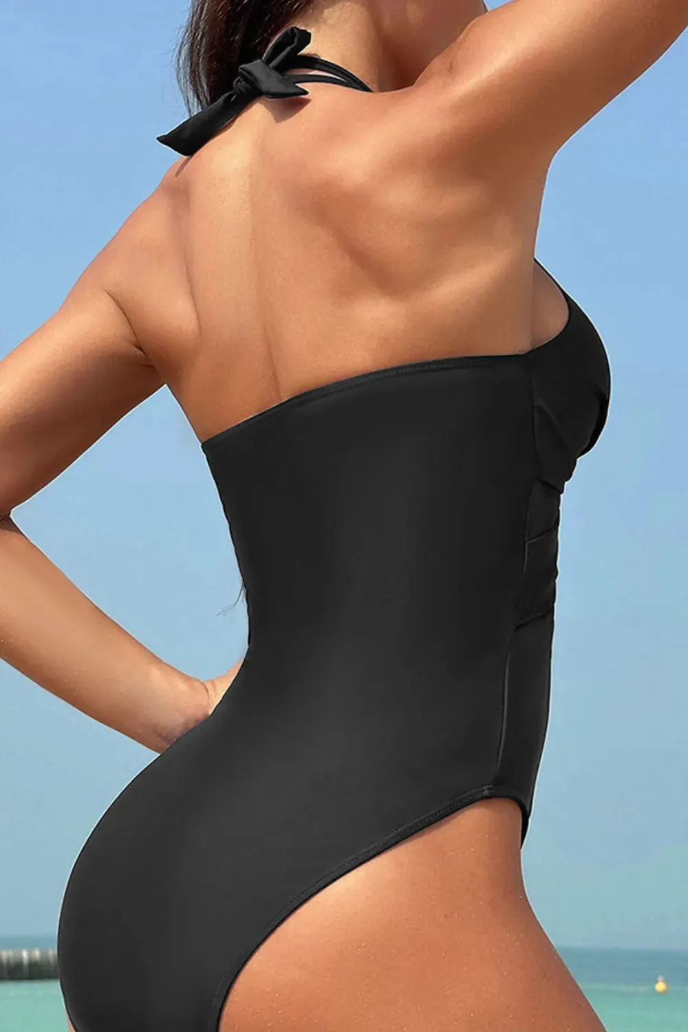 Crisscross Halter Neck One-Piece Swimwear sold by Gigi Laurent product image thumbnail 3