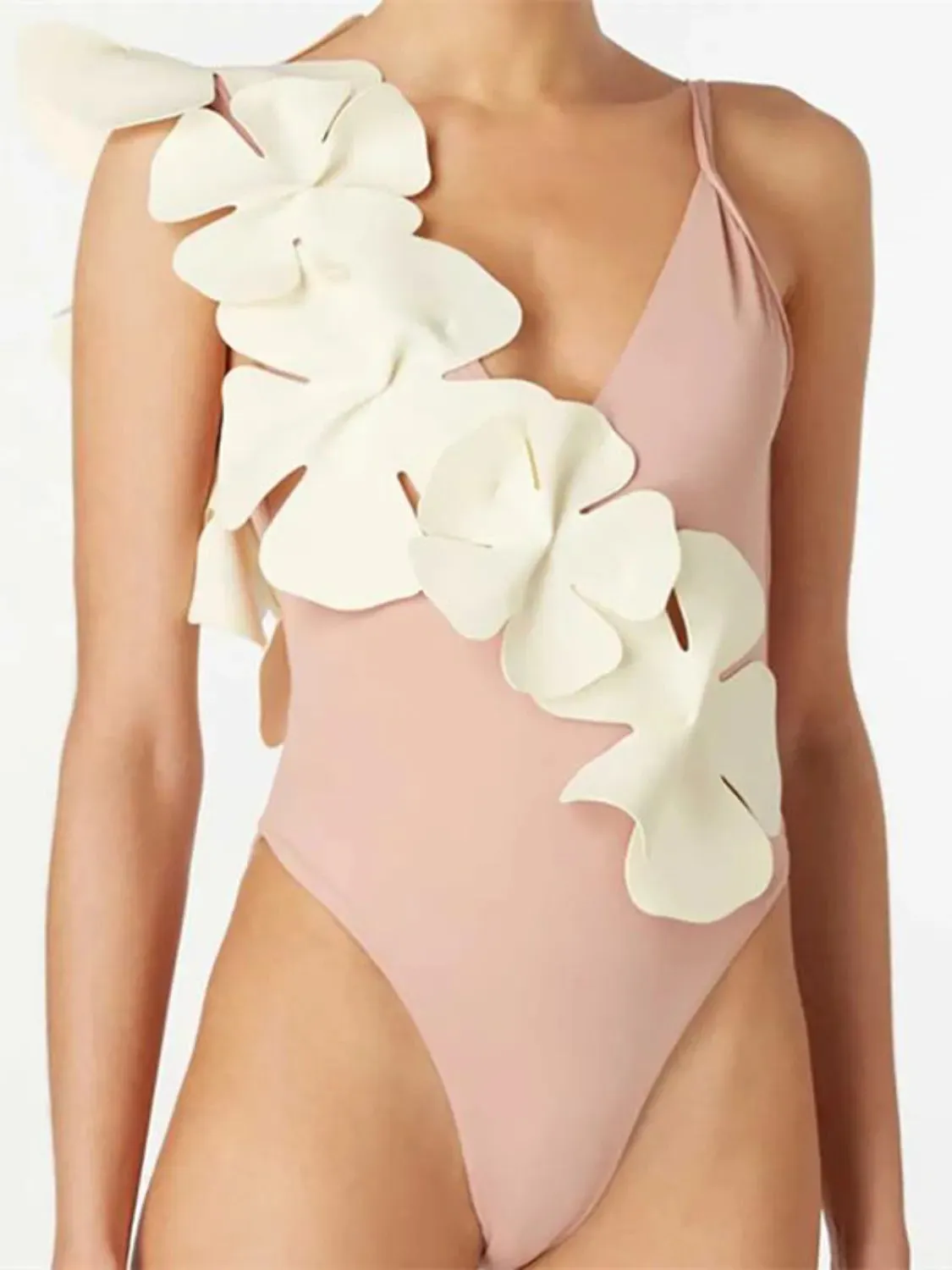 Contrast Flower Spaghetti Strap One-Piece Swimwear sold by Gigi Laurent product image thumbnail 4