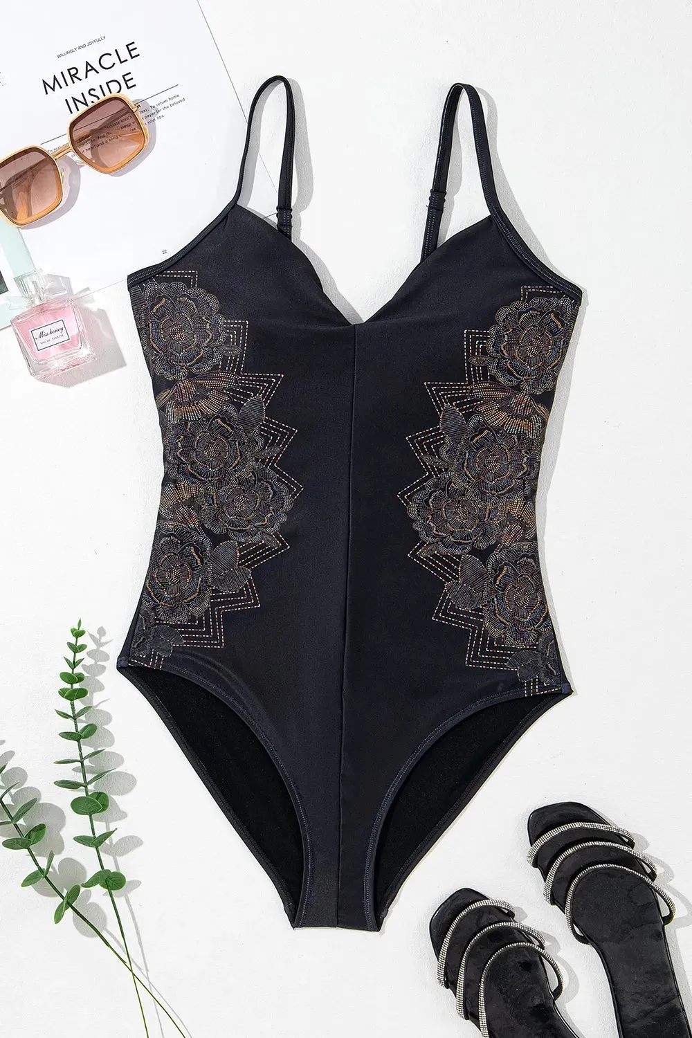 Embroidered V-Neck One-Piece Swimwear sold by Gigi Laurent product image thumbnail 2