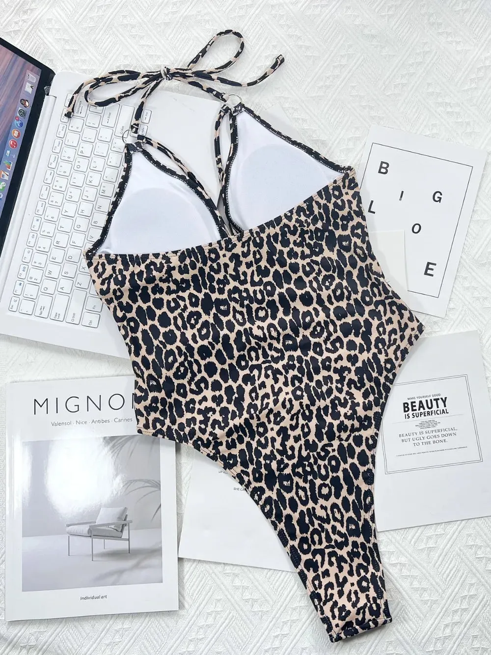 Leopard Cutout Halter Neck One-Piece Swimwear sold by Gigi Laurent product image thumbnail 3