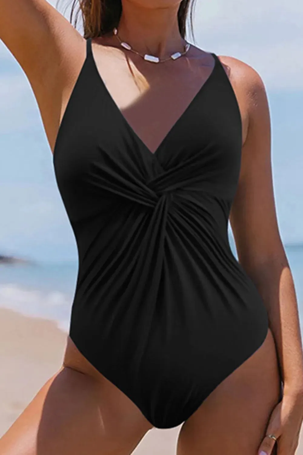 Twisted Crisscross V-Neck One-Piece Swimwear sold by Gigi Laurent product image thumbnail 3