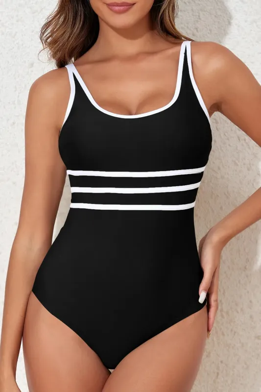 Contrast Trim Scoop Neck One-Piece Swimwear sold by Gigi Laurent
