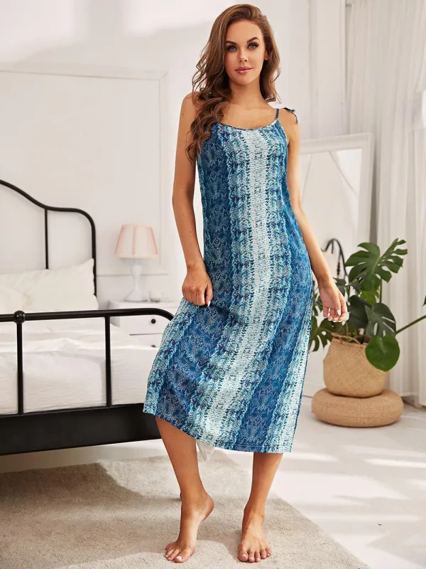 Printed Tie Shoulder Midi Night Dress sold by Gigi Laurent