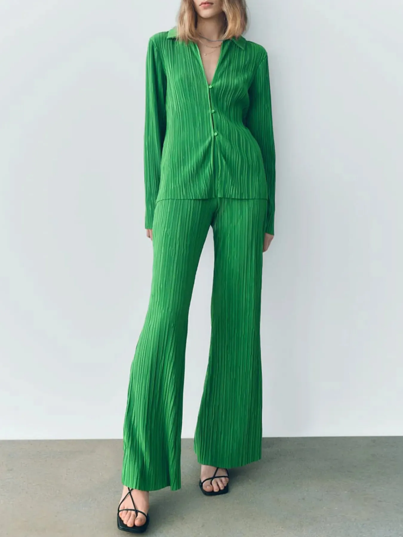 Texture Long Sleeve Top and Pants Lounge Set sold by Gigi Laurent