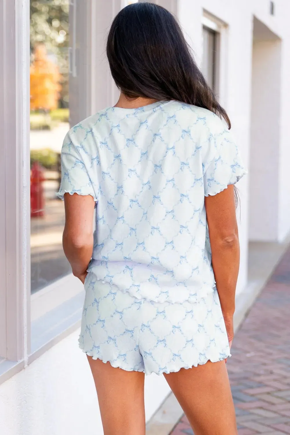 Printed Round Neck Top and Shorts Two-Piece Lounge Set sold by Gigi Laurent product image thumbnail 3