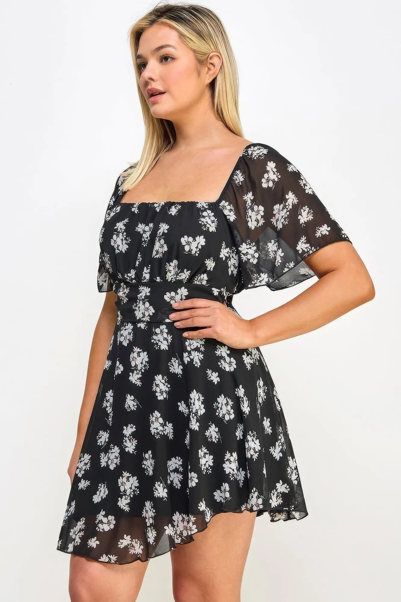 Plus Size Floral Chiffon Dress sold by Gigi Laurent product image thumbnail 4