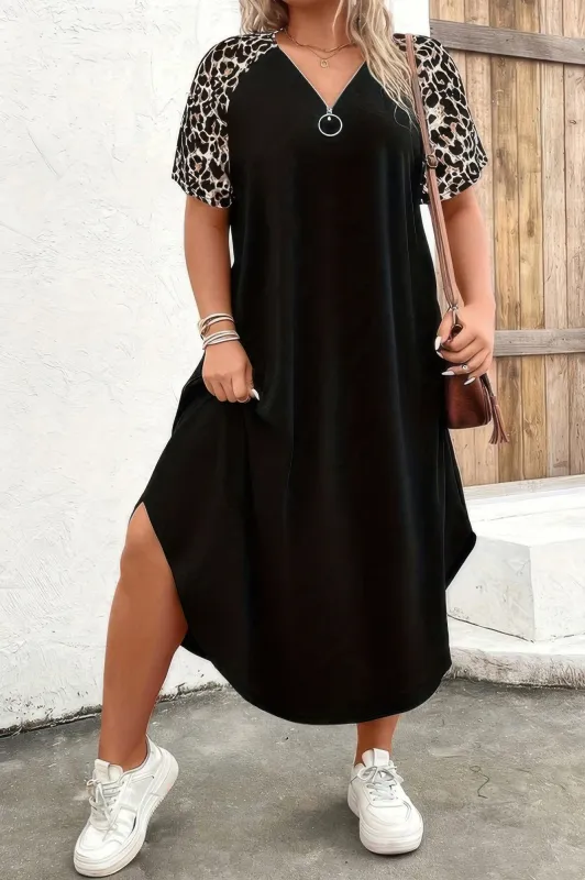Plus Size Zipper Leopard Print Loose Fit Dress sold by Gigi Laurent