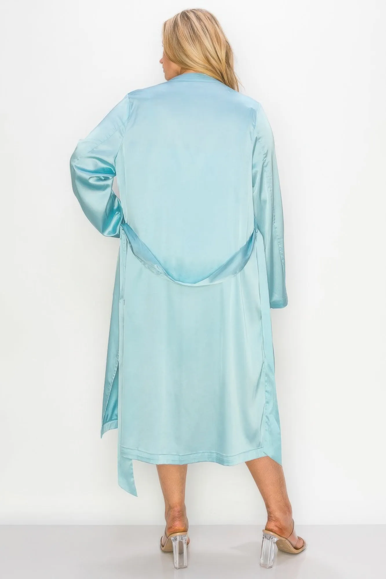 Satin Strap Dress With Self Belt Coat Set sold by Gigi Laurent product image thumbnail 4