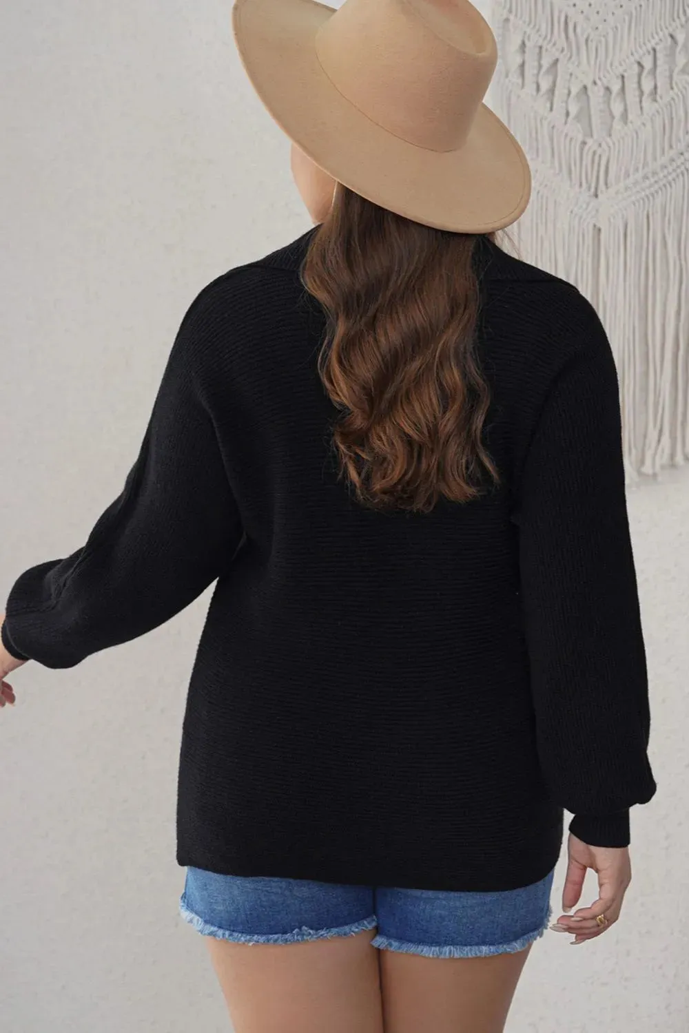 Plus Size Collared Neck Long Sleeve Sweater sold by Gigi Laurent product image thumbnail 2