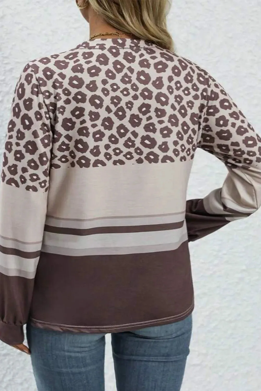 Plus Size Leopard Round Neck Long Sleeve Top sold by Gigi Laurent product image thumbnail 2