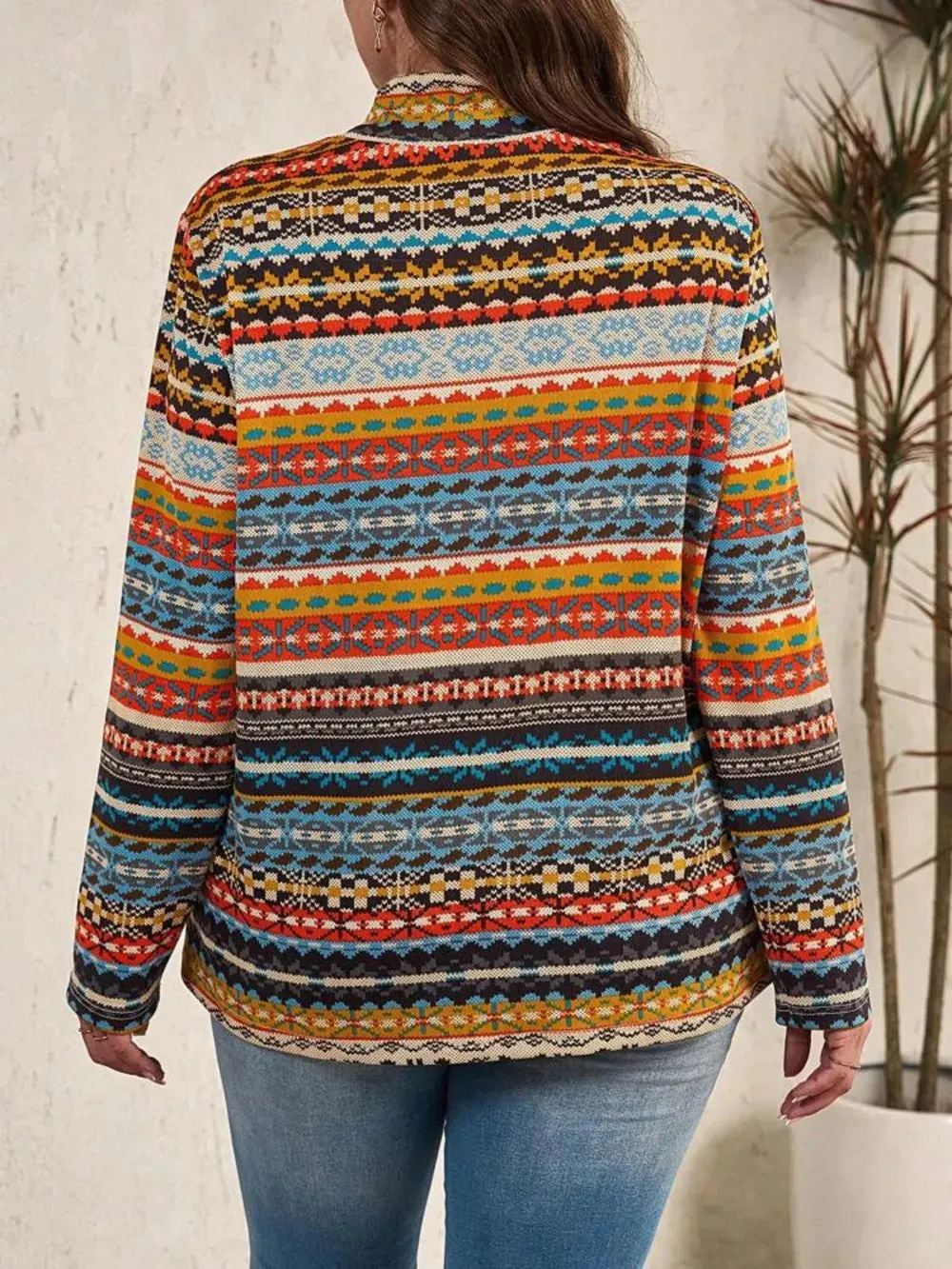 Plus Size Drawstring Printed Mock Neck Long Sleeve Top sold by Gigi Laurent product image thumbnail 2