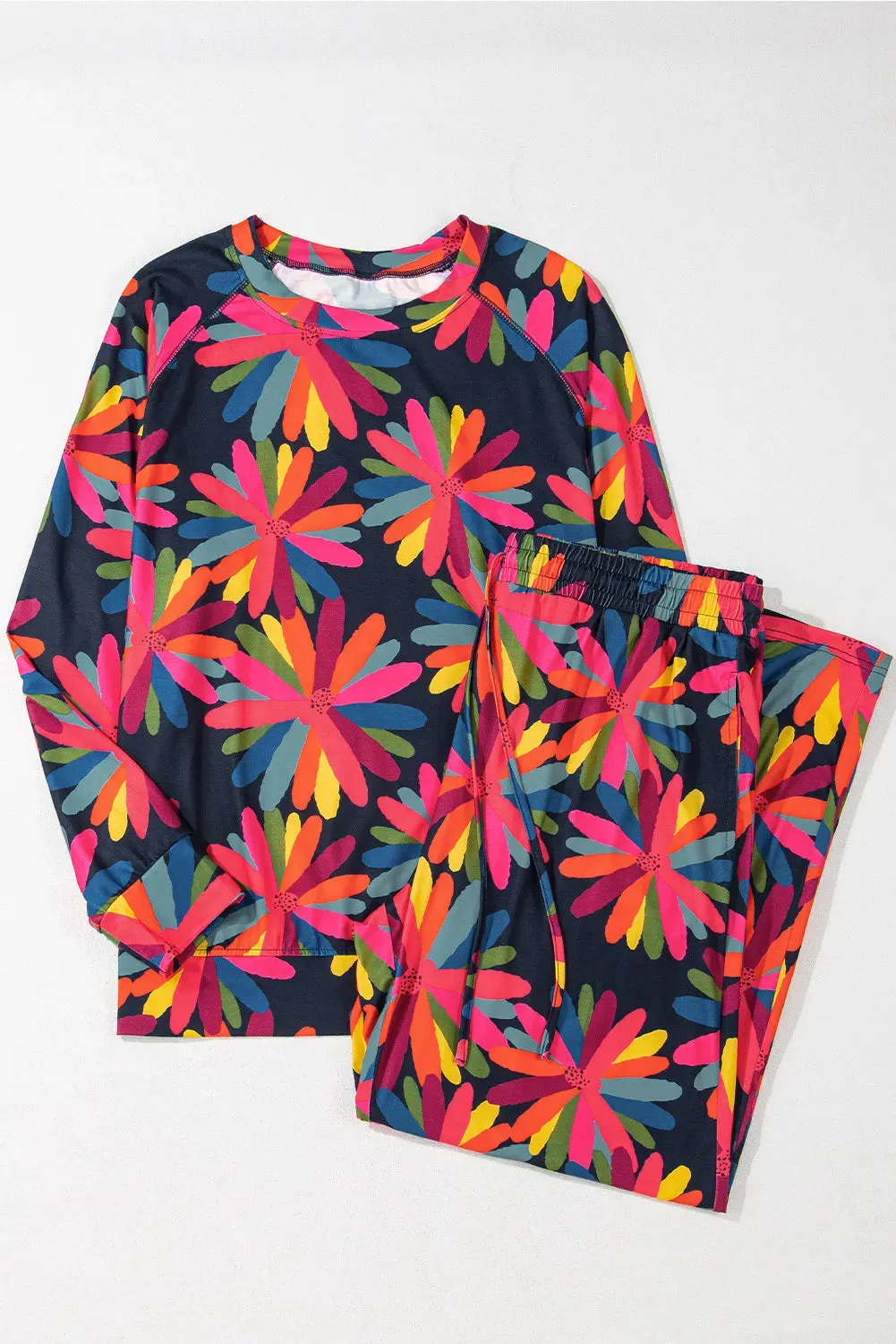 Plus Size Printed Round Neck Top and Drawstring Pants Set sold by Gigi Laurent product image thumbnail 2