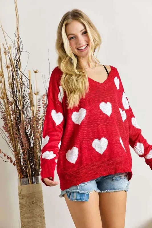 ADORA Full Size Heart V-Neck Knit Top Plus Size sold by Gigi Laurent product image thumbnail 3