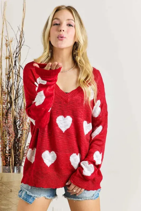 ADORA Full Size Heart V-Neck Knit Top Plus Size sold by Gigi Laurent product image thumbnail 4