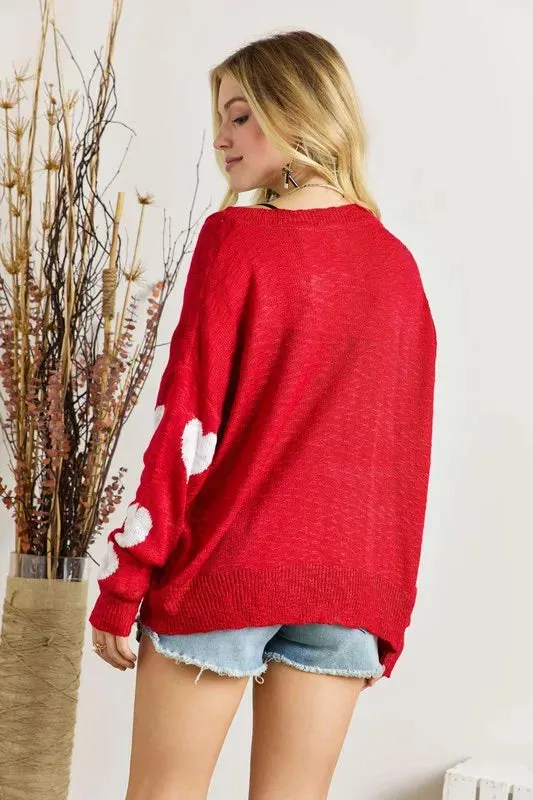 ADORA Full Size Heart V-Neck Knit Top Plus Size sold by Gigi Laurent product image thumbnail 2