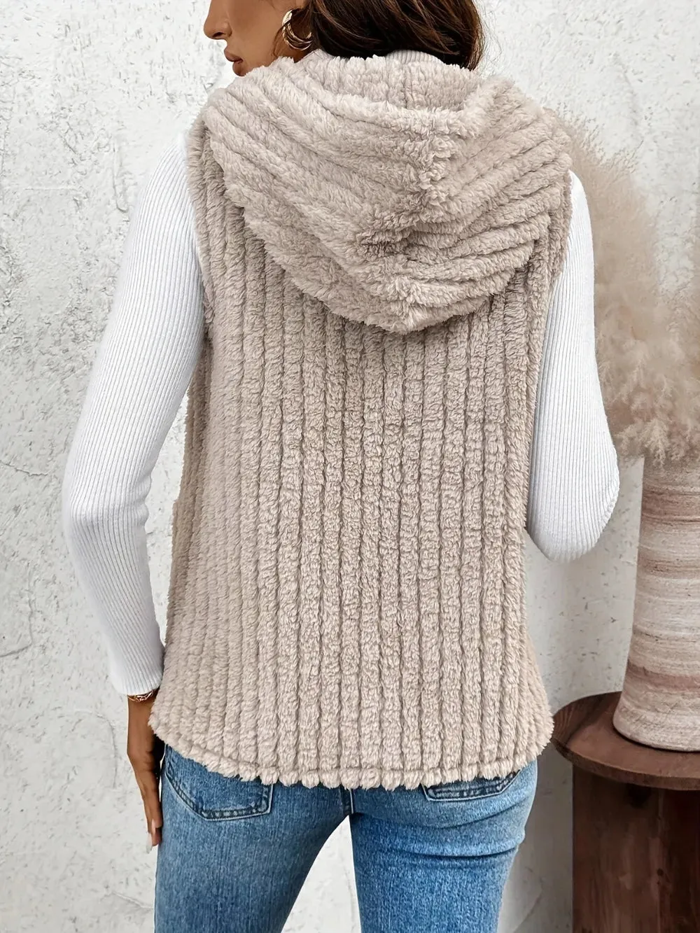 Fuzzy Hooded Vest with Pockets sold by Gigi Laurent product image thumbnail 4