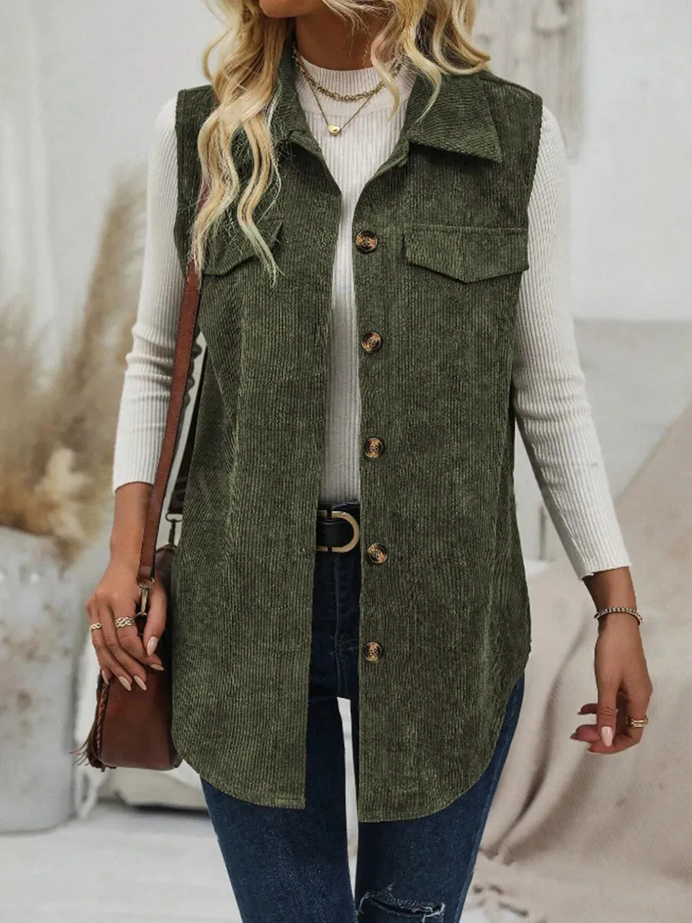 Button Up Collared Neck Vest Coat sold by Gigi Laurent product image thumbnail 5
