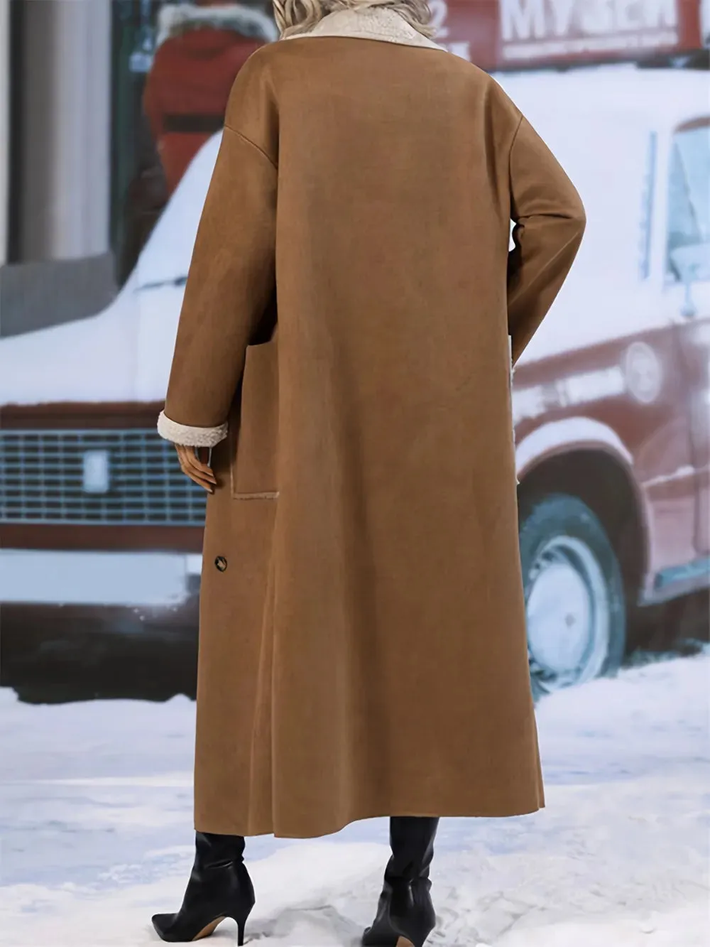 Plus Size Drop Shoulder Sherpa Longline Coat sold by Gigi Laurent product image thumbnail 2