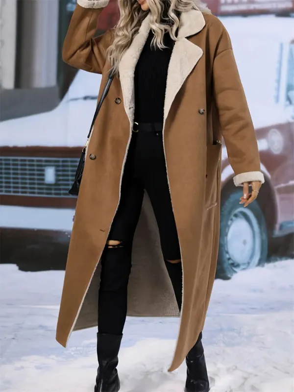 Plus Size Drop Shoulder Sherpa Longline Coat sold by Gigi Laurent