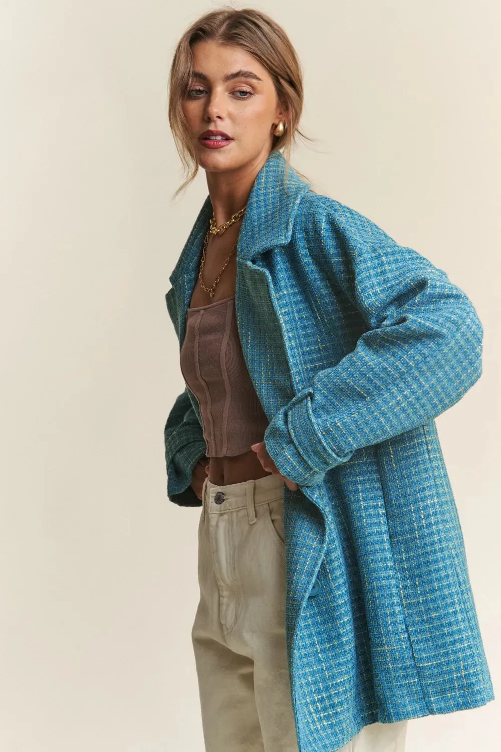 J.NNA Tweed Double-Breasted Long Sleeve Coat sold by Gigi Laurent product image thumbnail 4