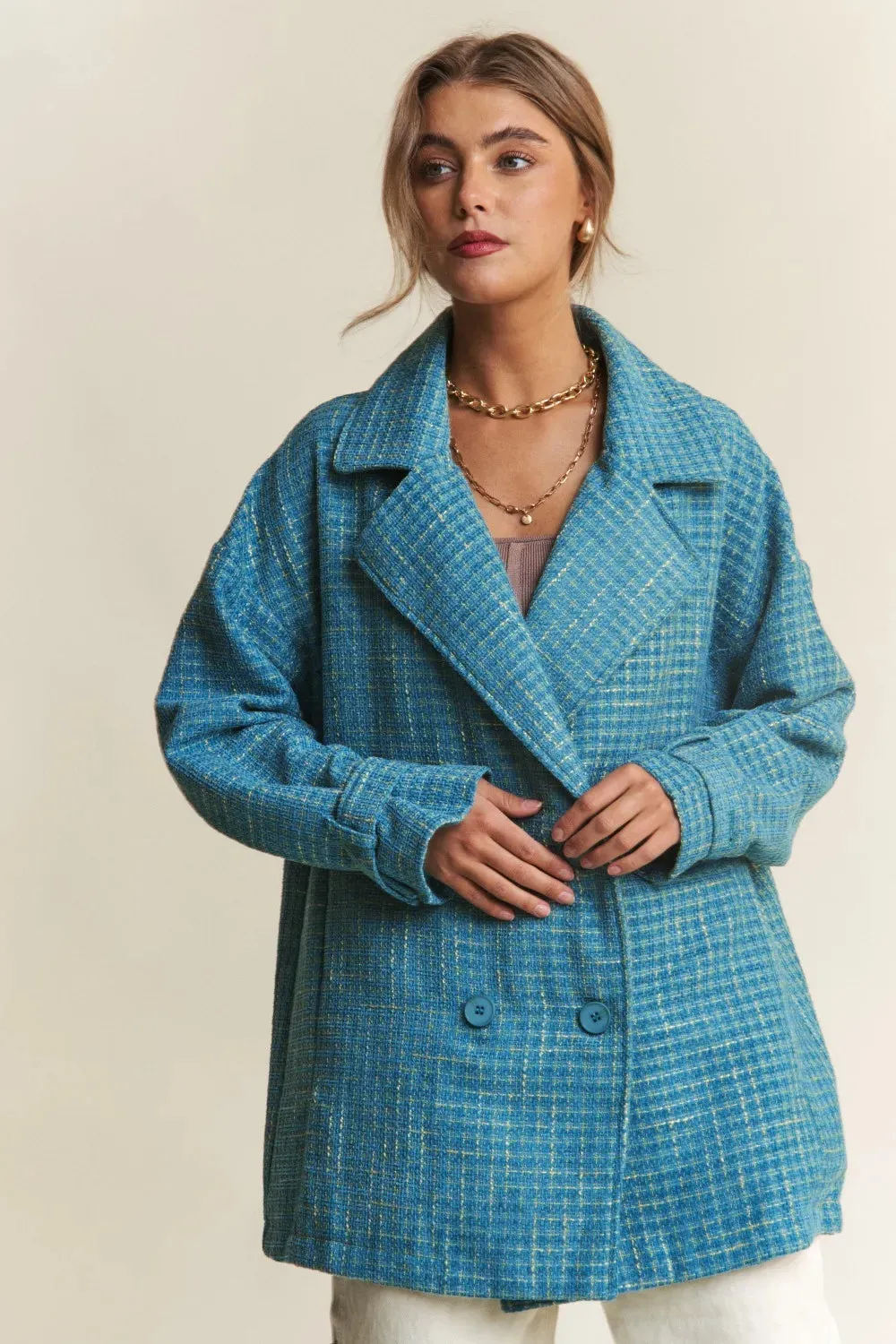 J.NNA Tweed Double-Breasted Long Sleeve Coat sold by Gigi Laurent