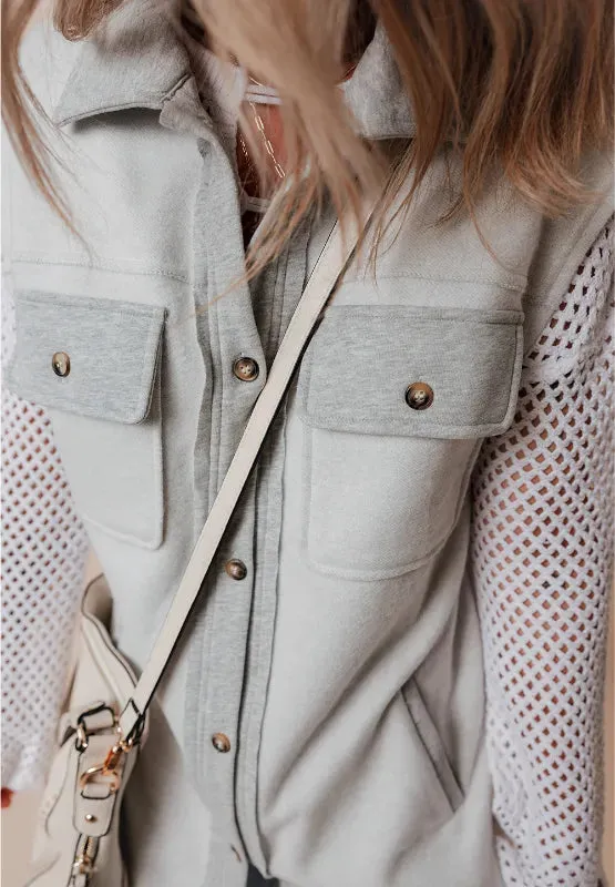 Pocketed Curved Hem Button Up Vest sold by Gigi Laurent product image thumbnail 5