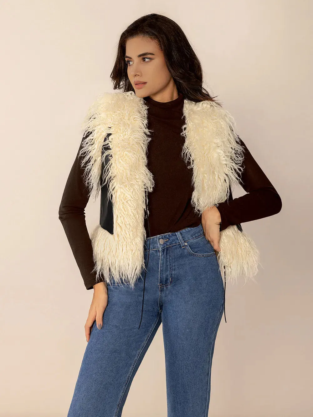 Tied Fringe Contrast Vest sold by Gigi Laurent product image thumbnail 4